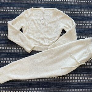 Daily Practice Cozy Cream Knit Sweater and Pants Set